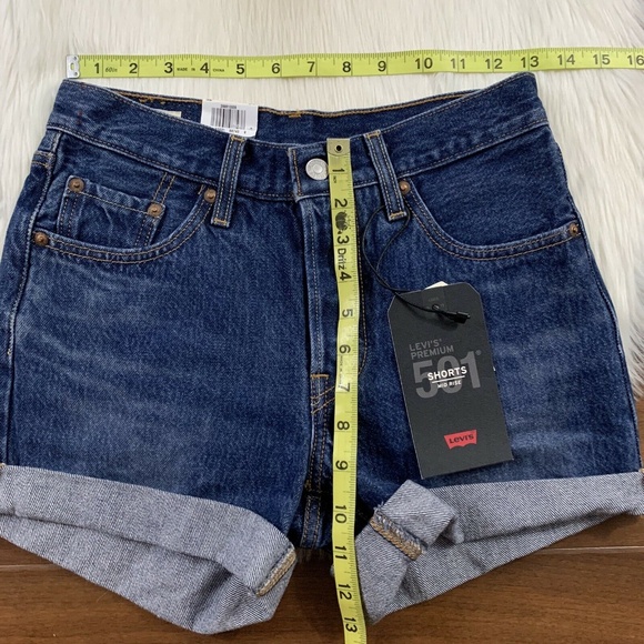 Levi's Size 24 Blue Clue 501 Mid Rise Long Denim‎ Jean Shorts - Picture 3 of 8